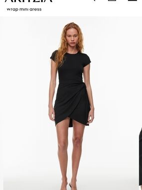 Aritzia Black Wrap Mini Dress with Tee Bodice